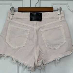 Alexander Wang Light Pink Frayed Hem Denim Cutoff Shorts